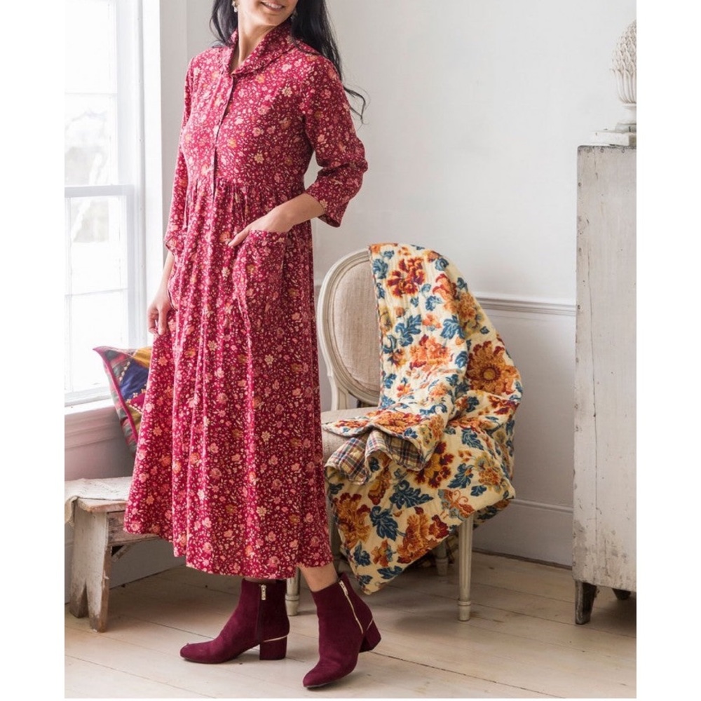 April Cornell Avonlea Cranberry Dress Fabulous Floral Print Fabric.